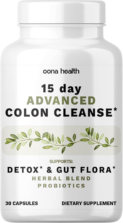 15 Day Advanced Colon Cleanse, Probiotics & Natural Herbs, Supports Detox & Gut Flora for Women & Men, with Cascara Sagrada, Psyllium Husk & Senna Leaf, 30 Capsules 1-2 Daily | 15 Day Cleanse-SeraviaPure
