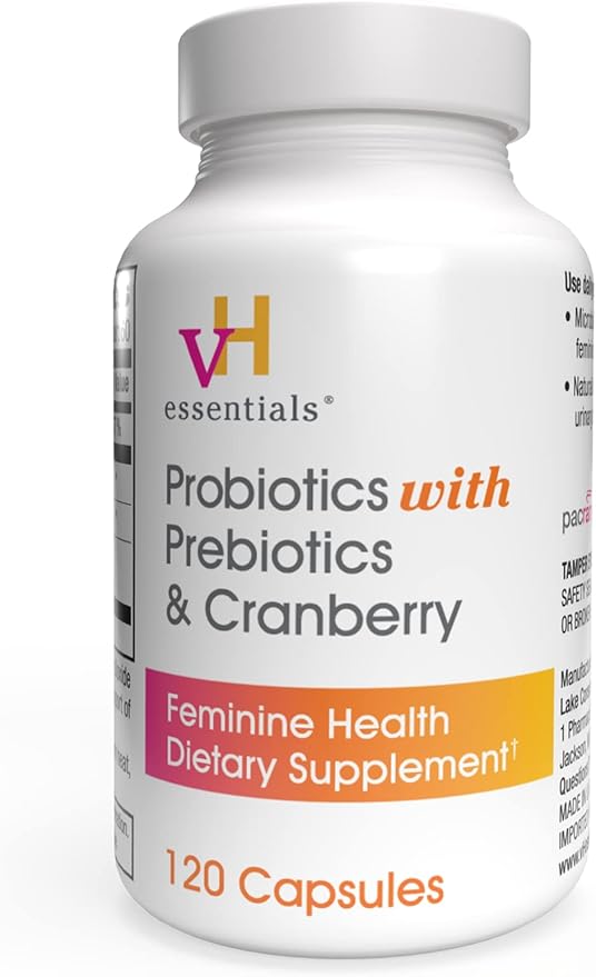 vH essentials Probiotics for Women with Prebiotics, Cranberry & Vitamin C - 120 Capsules (60 Day Supply) -Probiotics Support Gut Balance, Health & Urinary Tract Health for Women-SeraviaPure