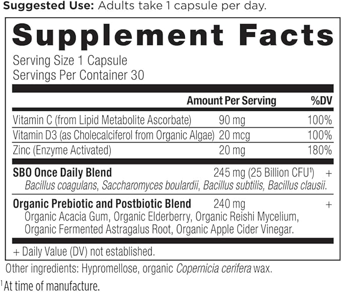 Probiotics for Immune Support by Ancient Nutrition, SBO Once Daily Probiotics with Vitamin C and Vitamin D, 30Ct for Healthy Digestion and Immune System Function Support, 25 Billion CFUs*-SeraviaPure