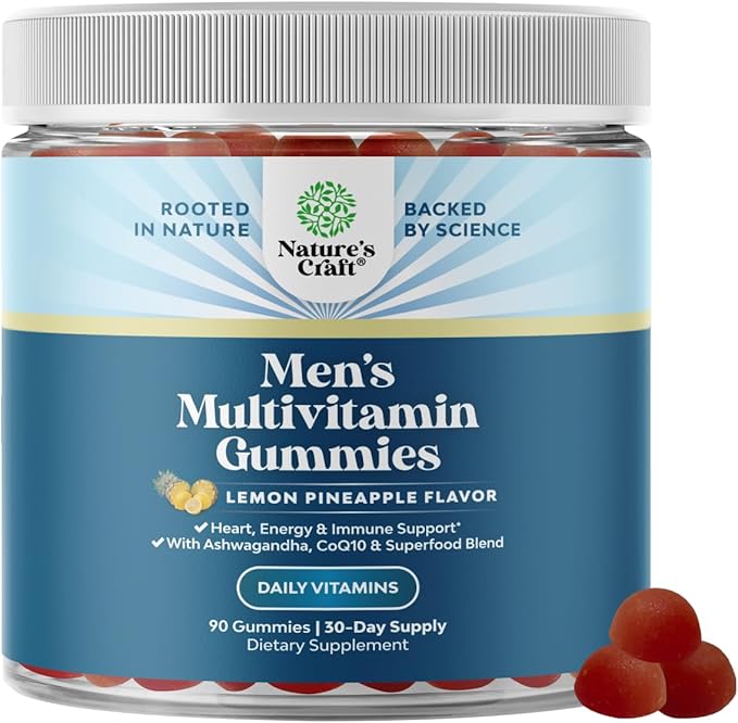 Men's Multivitamin Gummies with Superfood Complex - Daily Multivitamin for Men Gummies with CoQ10 and Ashwagandha for Energy and Immune Support - Adult Multivitamin Gummy with Essential Minerals-SeraviaPure