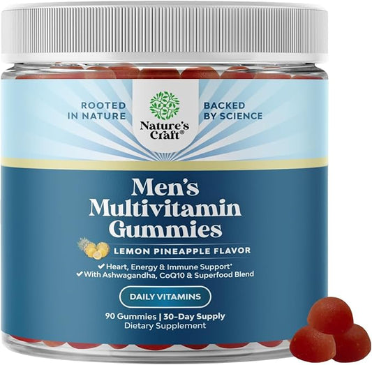 Men's Multivitamin Gummies with Superfood Complex - Daily Multivitamin for Men Gummies with CoQ10 and Ashwagandha for Energy and Immune Support - Adult Multivitamin Gummy with Essential Minerals-SeraviaPure