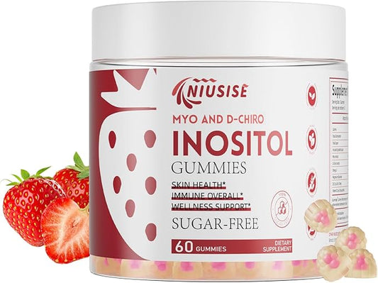 Inositol Gummies, Inositol Supplement with Myo-Inositol & D-Chiro Inositol + Vitamin D3, Ideal 40:1 Ratio, with Magnesium Glycinate 400mg, Supports Regular Cycle for Women, Vegan, 60 Gummies-SeraviaPure