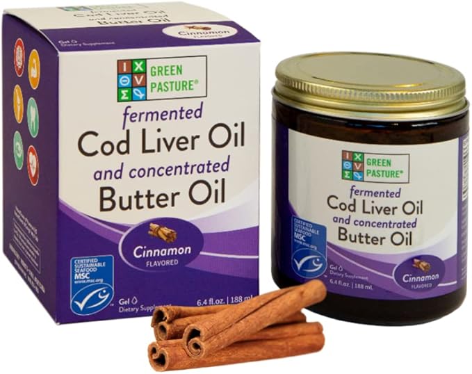 Green Pasture Butter Oil/Fermented Cod Liver Oil Blended Gel - 6.4 oz.- Cinnamon-SeraviaPure