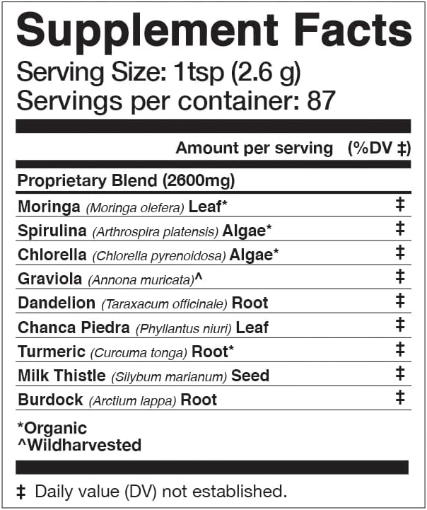 Anima Mundi Apothecary Super Greens Powder - Liver Vitality - Organic Superfood Greens & Herbal Prebiotics for Liver Detox, Cleanse & Support - with Fair Trade Dandelion, Milk Thistle & More (8oz)-SeraviaPure