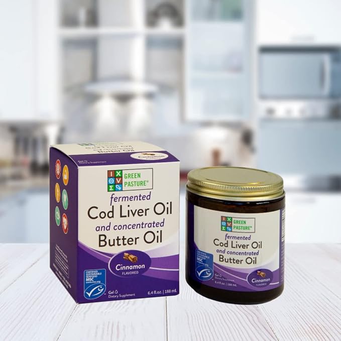 Green Pasture Butter Oil/Fermented Cod Liver Oil Blended Gel - 6.4 oz.- Cinnamon-SeraviaPure