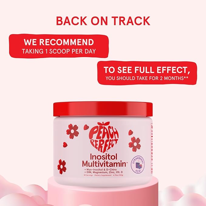 Inositol Powder Multivitamin, Strawberry Acai Flavor – 4g Myo & D-Chiro Inositol, DIM, Zinc, Magnesium Glycinate, Vitamin D3 – Supports Women’s Health, Cycle, Energy, 30 SVG-SeraviaPure