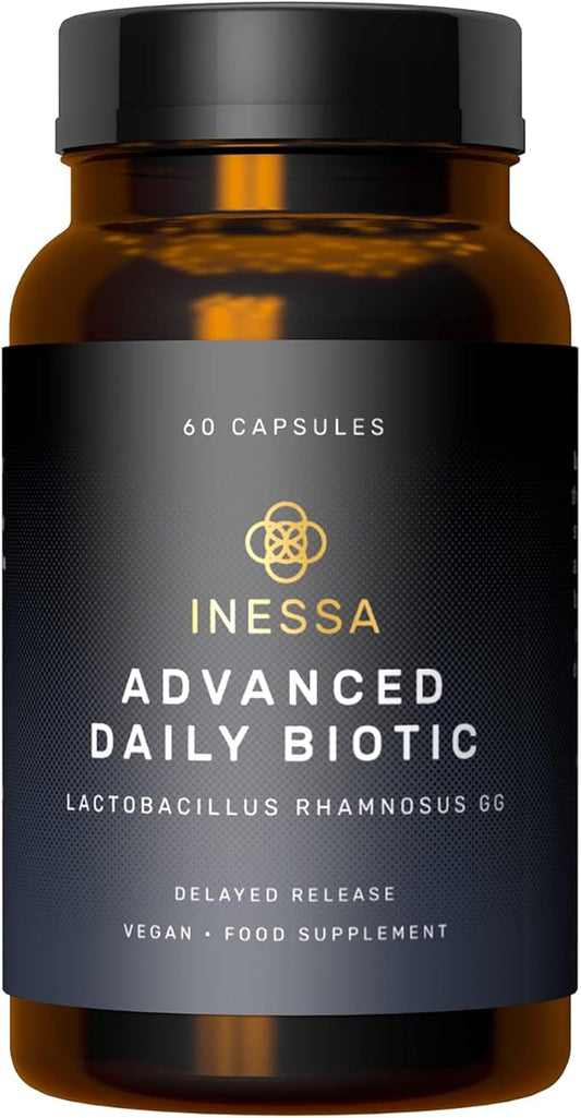 Inessa Daily Biotic - Probiotics for Women Digestive Health with Delayed Release Technology - Advanced Probiotic with 10 Billion CFU - Lactobacillus Rhamnosus Strain 60 Vegan Capsules for Men & Women-SeraviaPure