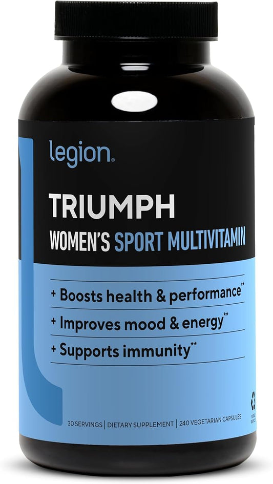 LEGION Triumph Daily Sport Multivitamin Supplement - Vitamins and Minerals for Athletes Helps with Energy for Sports & Bodybuilding Workouts. 30 Servings (Women)-SeraviaPure