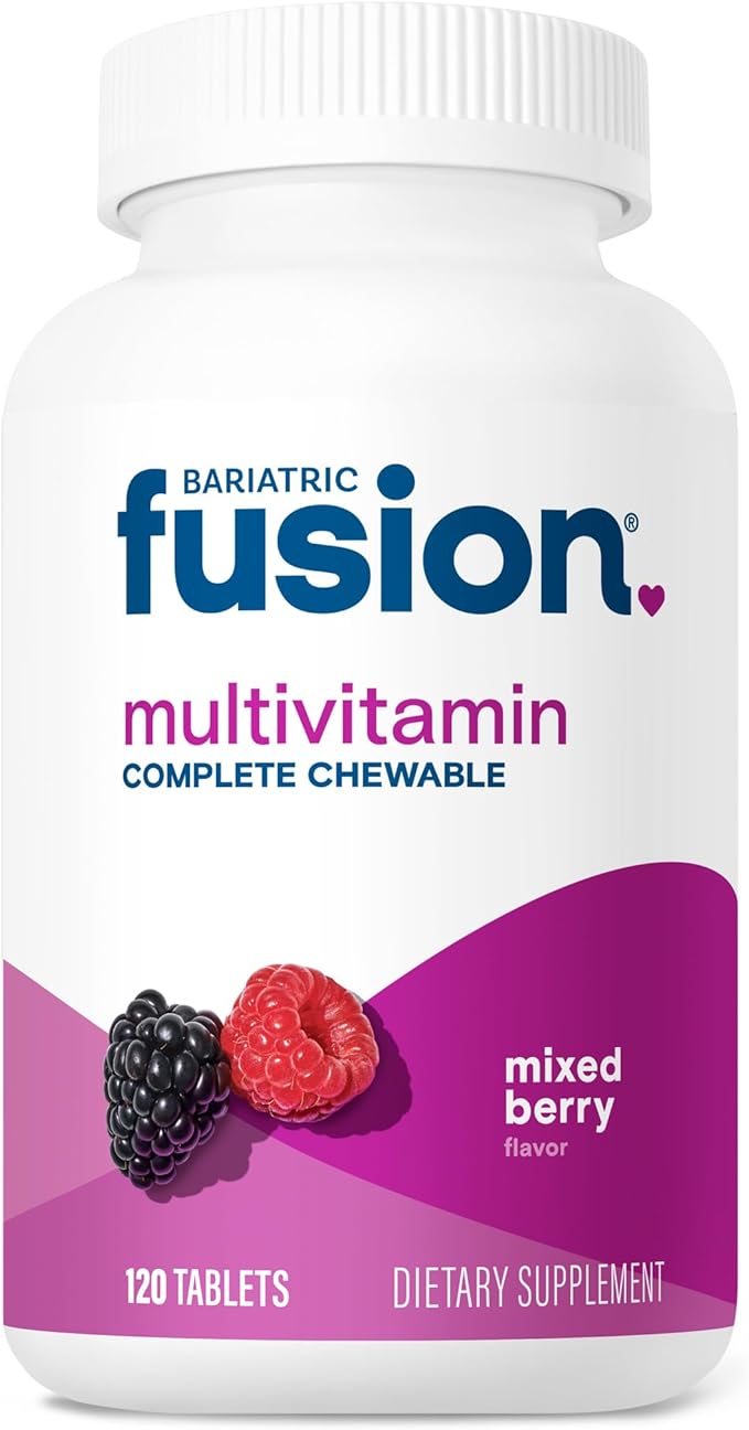 Bariatric Fusion Mixed Berry Complete Chewable Bariatric Multivitamin with Iron for Bariatric Surgery Patients Including Gastric Bypass and Sleeve Gastrectomy - 120 Tablets-SeraviaPure