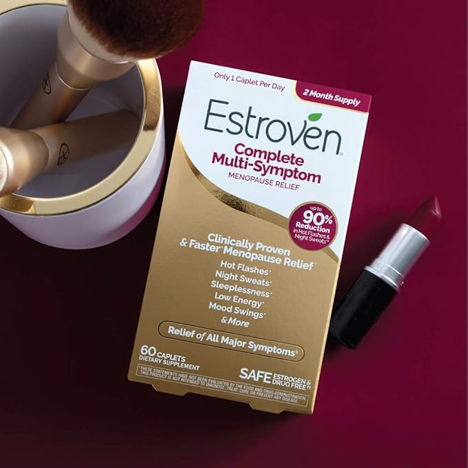 Estroven Complete Multi-Symptom Menopause Supplement for Women, 28 Ct., Clinically Proven Ingredient Provide Menopause Relief & Night Sweats & Hot Flash Relief, Drug-Free & Non-GMO-SeraviaPure