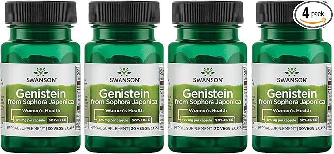 Swanson Soy-Free Genistein - Plant-Based Natural Supplement for Women - Comfort & Balance - (60 Veggie Capsules, 125mg Each) 4 Pack-SeraviaPure