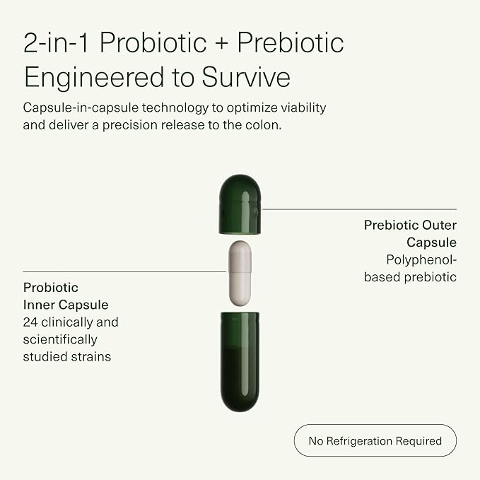 Seed DS-01 Daily Synbiotic - Prebiotic and Probiotic for Women & Men - Digestive Health, Gut Health, Immune Support, Bloating & Constipation Relief - Vegan & Shelf-Stable - 60 Capsules (30-Day Supply)-SeraviaPure