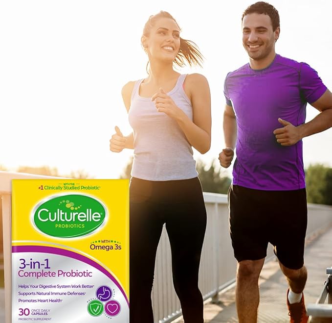 Culturelle 3-in-1 Complete Probiotic Daily Formula, Once Per Day Probiotic Supplement, Helps Your Digestive System Work Better, Supports Natural Immune Defenses, Plus Omega 3's, Non-GMO, 30 Count-SeraviaPure