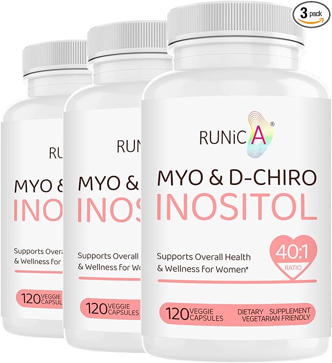 Inositol Supplement - Myo-Inositol & D-Chiro Inositol 40:1 Ratio for Hormonal Balance, Ovarian Function & Cycle Support, Vitamin B8, 120 Vegan Capsules, 30-Day Supply-SeraviaPure