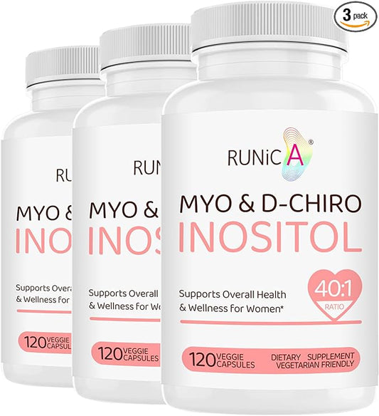 Inositol Supplement - Myo-Inositol & D-Chiro Inositol 40:1 Ratio for Hormonal Balance, Ovarian Function & Cycle Support, Vitamin B8, 120 Vegan Capsules, 30-Day Supply-SeraviaPure
