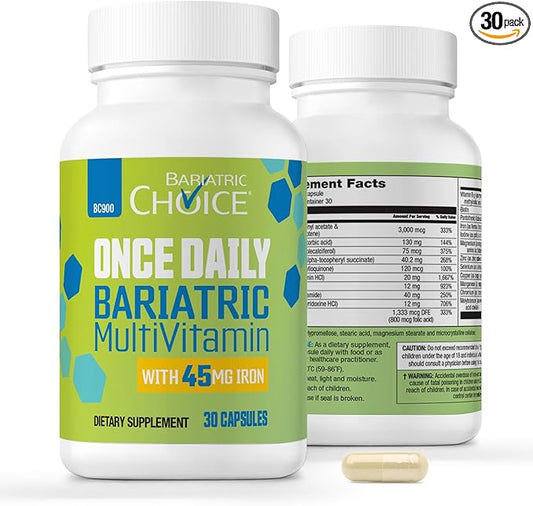 Bariatric Choice Once Daily Bariatric Multivitamin Capsule with 45 mg of Iron (30ct)-SeraviaPure