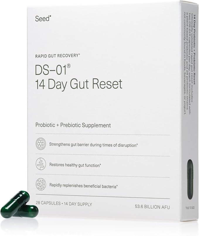 Seed 14 Day Gut Reset - Prebiotic and Probiotic for Women & Men - Digestive Health, Gut Health, Rapid Gut Recovery, Bloating & Constipation Relief - Vegan & Shelf-Stable - 28 Capsules (14-Day Supply)-SeraviaPure
