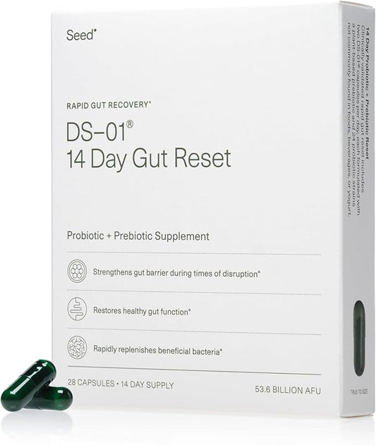 Seed 14 Day Gut Reset - Prebiotic and Probiotic for Women & Men - Digestive Health, Gut Health, Rapid Gut Recovery, Bloating & Constipation Relief - Vegan & Shelf-Stable - 28 Capsules (14-Day Supply)-SeraviaPure