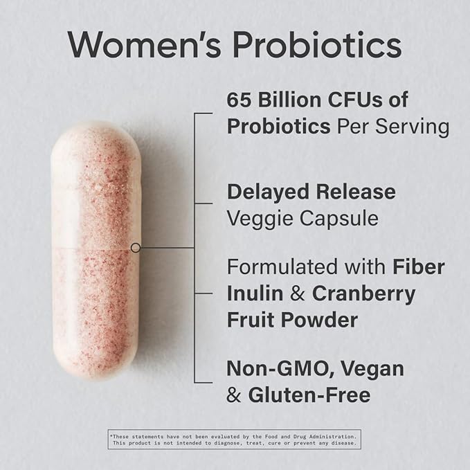 Sports Research Women's Probiotics with Prebiotics, 65 Billion CFU - Vegan Capsules for Gut Health & Digestive Support, Probiotics for Women with Cranberry - Non-GMO Verified & Gluten Free - 30 Count-SeraviaPure