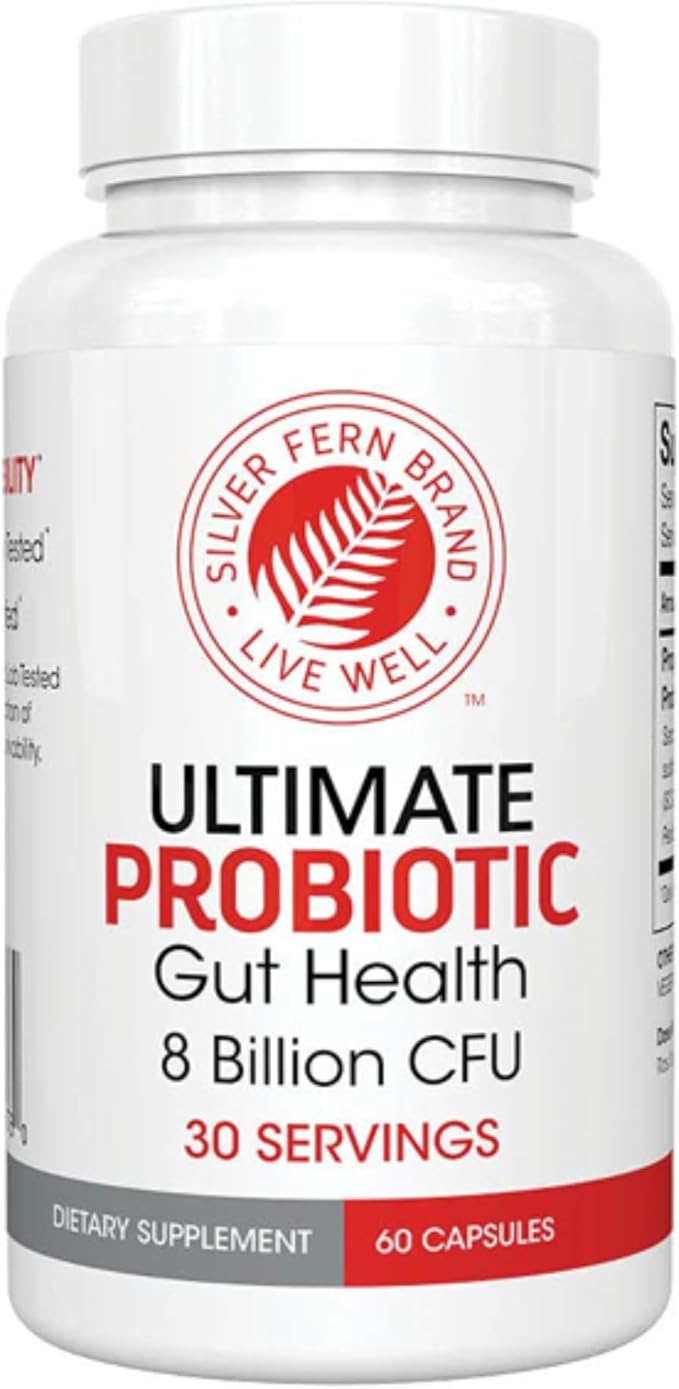 Silver Fern Brand Ultimate Probiotic - Probiotics for Women & Men - 8 Billion CFU Spore-Forming Gut Health Supplement - DNA Verified, Vegan, Shelf-Stable, High Survivability - 60 Capsules-SeraviaPure