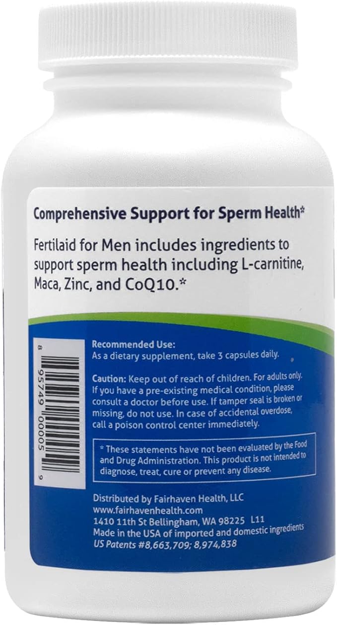 Fairhaven Health 3 Month Supply FertilAid for Men Prenatal Male Fertility Supplement | Count and Motility Support Pre Conception for Him | Fertility Support Includes, Zinc, and Folate | 90 Capsules-SeraviaPure