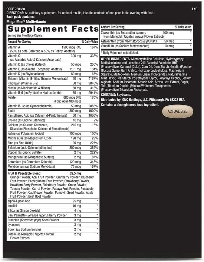 GNC Mega Men Stress Relief Vitapak, Stress & Cortisol Management, 30 Count-SeraviaPure