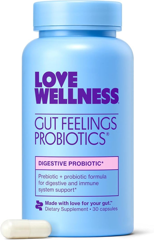 Love Wellness Gut Feelings Probiotic | Gut Health for Women, Digestion Relief & Immune Support Supplement | Womens Probiotic for Gas Relief | 3 Billion CFU | Safe Prebiotic and Postbiotic | 30 Count-SeraviaPure