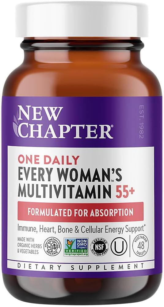 New Chapter Women's Multivitamin 50 Plus for Cellular Energy, Heart & Immune Support with 20+ Nutrients + Astaxanthin - Every Woman's One Daily 55+, Gentle on The Stomach, 48 Count-SeraviaPure