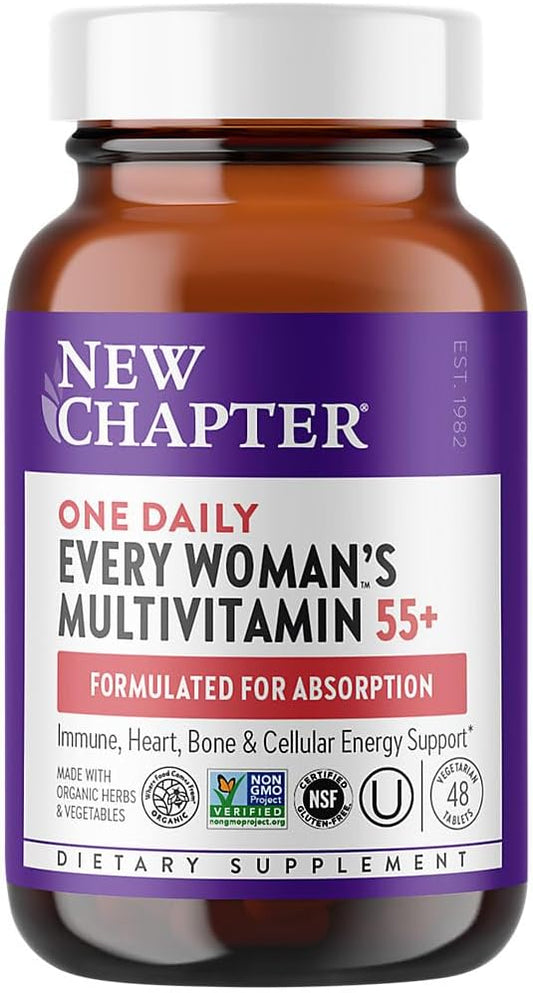 New Chapter Women's Multivitamin 50 Plus for Cellular Energy, Heart & Immune Support with 20+ Nutrients + Astaxanthin - Every Woman's One Daily 55+, Gentle on The Stomach, 48 Count-SeraviaPure