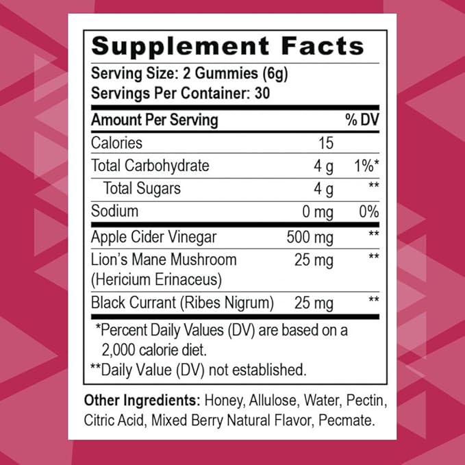 Youngevity Apple Cider Vinegar Gummies 500mg w/Raw ACV from The Mother, Detox Cleanse and Support Immunity, - 60 Gummy Vitamins-SeraviaPure