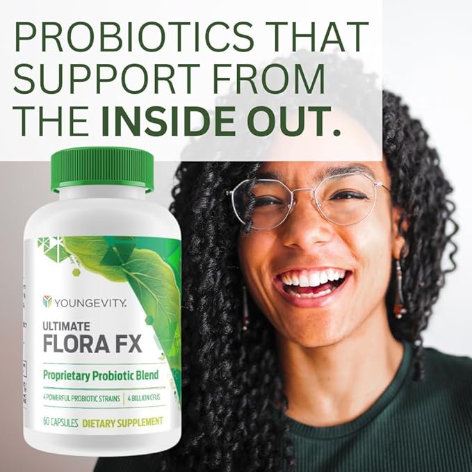 Youngevity Ultimate Flora FX Probiotic Supplement - 4 Bottles 60 Capsules Per Bottle-SeraviaPure