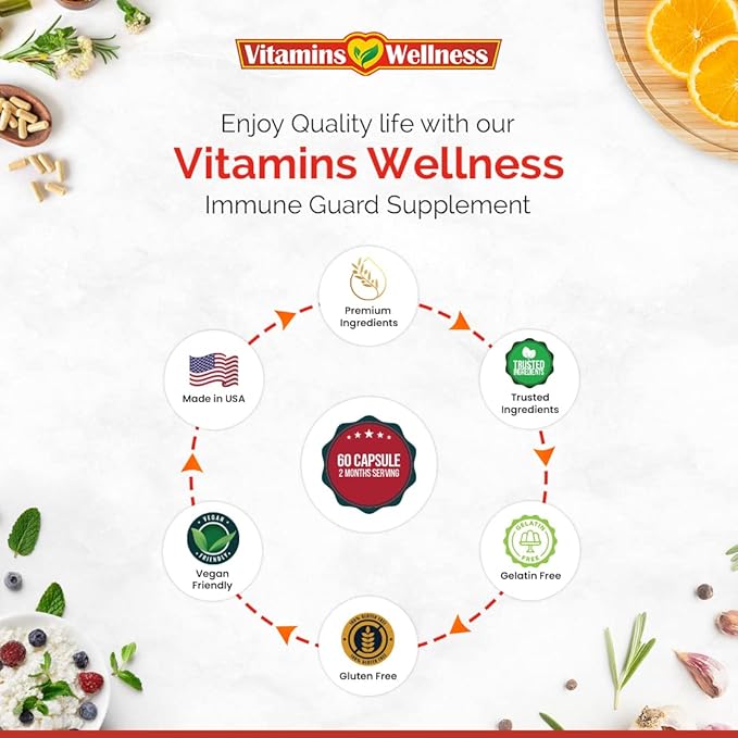 '-10 in 1- Made in USA Immune Support Supplement–Elderberry Immune Guard and Booster with Zinc and Vitamin C, Vitamin B6, Turmeric, Garlic, Echinacea 60 Count/1 Month Supply-SeraviaPure