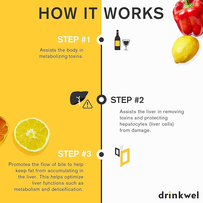 drinkwel Revil for Liver Health & Support - 90 Vegetarian Capsules - with Milk Thistle, NAC, Artichoke, Burdock, Vitamin C - Gluten-Free