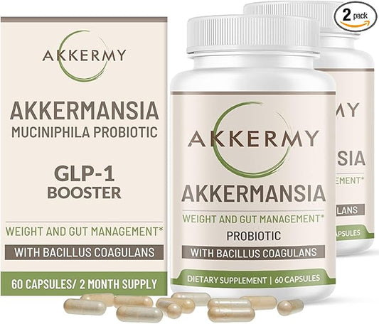 Akkermansia Probiotic for Healthy Weight - Naturally Increases GLP-1-120 Day Supply - Contains Bacillus Coagulans, Vitamins B2, D3 & Chromium - SIBO Friendly, Vegan & Gluten Free-SeraviaPure
