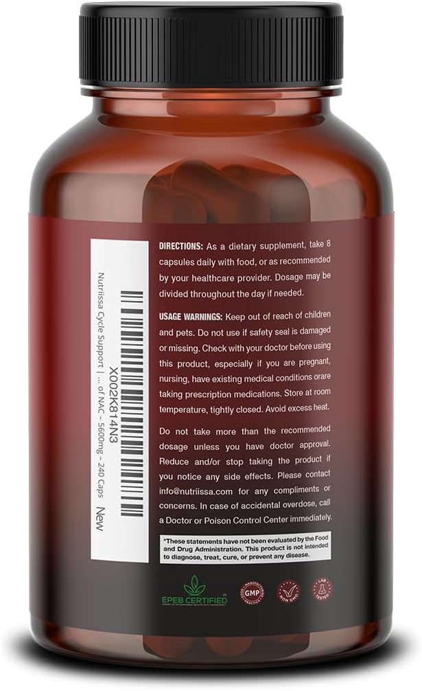 Nutriissa Cycle Support - Premium Kidney & Liver Detox - Organ Defense for Bodybuilders & Weightlifters - EPEB Certified for Purity & Potency - 400mg TUDCA & 1000mg NAC - Vegan, 240 Capsules-SeraviaPure