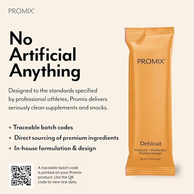 Promix Debloat Prebiotics and Probiotics with Baobab - Rich in Vitamin C, Bloating Relief, Immune Support - Orange - 30 Count-SeraviaPure