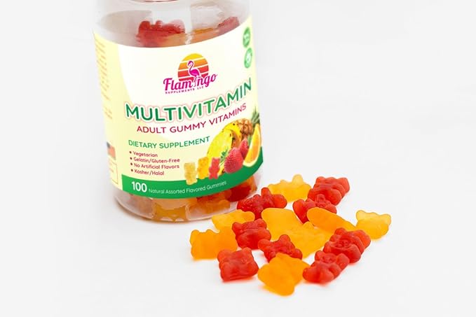 Multivitamin Gummies | Vegan Friendly, Kosher Halal NO Gluten or Gelatin, no GMO| for Men, Women & Kids| 3 Natural Flavors | Vitamins C, B3, B12, Biotin, Zinc & More| 100 Gummies-SeraviaPure