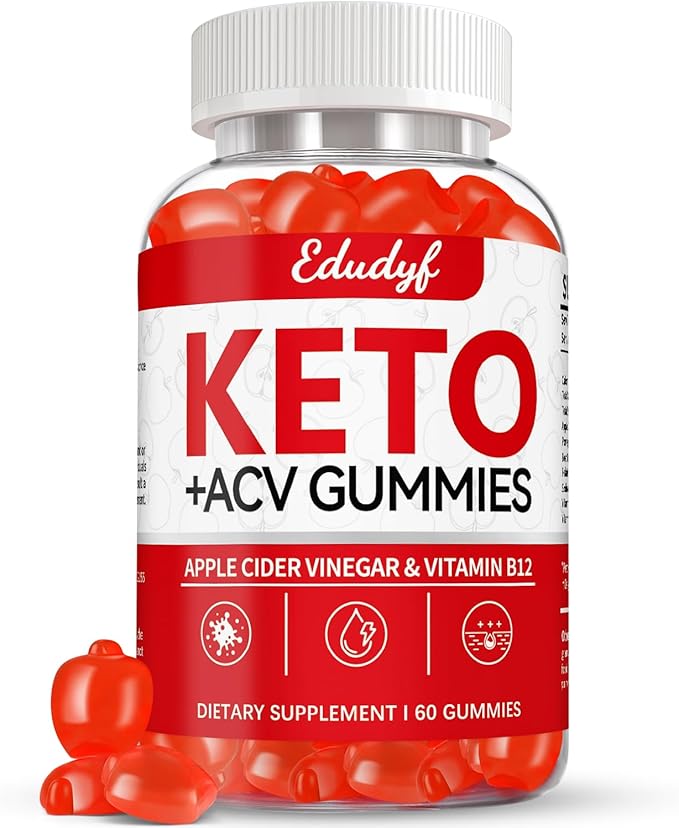 EDUDYF Keto ACV Gummies - 60 Count Gluten-Free, Gelatin-Free Apple Cider Vinegar Gummies with B12 for Keto Support, Vegetarian, Unique Flavor, Convenient Bottled Supplement for Men & Women-SeraviaPure