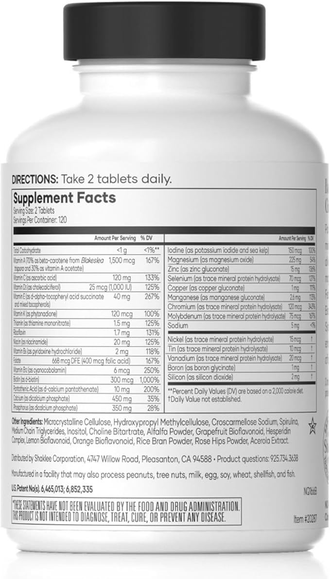 Shaklee - Vita-Lea® Men High Potency Multivitamin and Multimineral - Supports Heart, Immune, Bone, and Joint Health - Formulated for Men's Unique Needs - Includes Vitamin C, D, and E - 240 Tablets-SeraviaPure