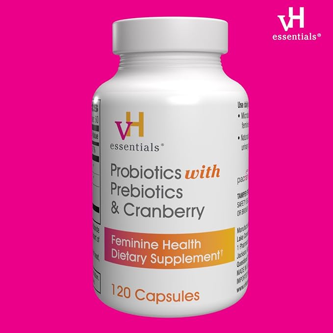 vH essentials Probiotics for Women with Prebiotics, Cranberry & Vitamin C - 120 Capsules (60 Day Supply) -Probiotics Support Gut Balance, Health & Urinary Tract Health for Women-SeraviaPure