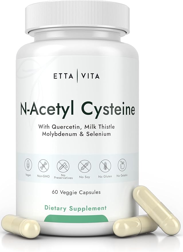 Vegan Liver Detox & Cleanse - NAC Supplement N-Acetyl Cysteine 600mg with Quercetin, Milk Thistle, Molybdenum & Selenium, N-Acetyl-Cysteine Capsules for Immune Support, Respiratory & Brain Health-SeraviaPure