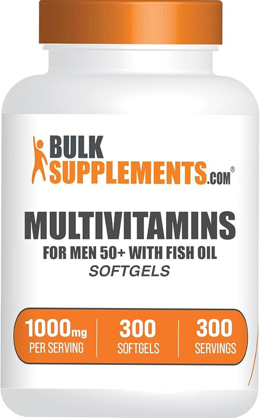 BulkSupplements.com Multivitamin for Men 50 Plus Softgels - Men's Daily Vitamins, Multimineral Supplement - Complete Multivitamin with Fish Oil - 1 Softgel per Serving, 300 Count (Pack of 1)-SeraviaPure