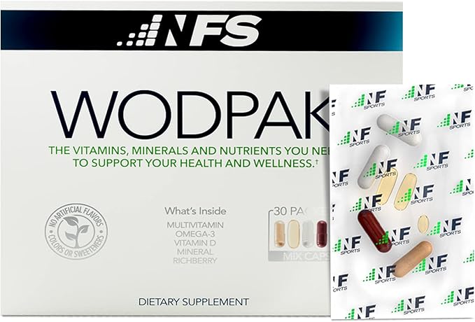 NF Sports WodPak Complete Daily Multivitamin for Men and Women, Soft-Gel Berry-Flavored Multivitamins with Vitamin D, Vitamin D3, Zinc, Omega 3, 30 Servings (Pack of 1)-SeraviaPure