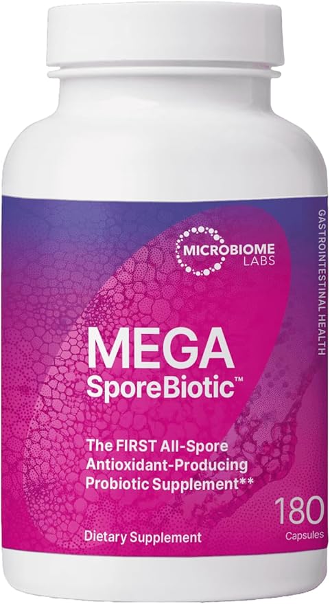Microbiome Labs MegaSporeBiotic Probiotics for Women & Men - Spore Based Probiotics for Digestive Health - Shelf Stable & Travel-Friendly (180 Capsules)