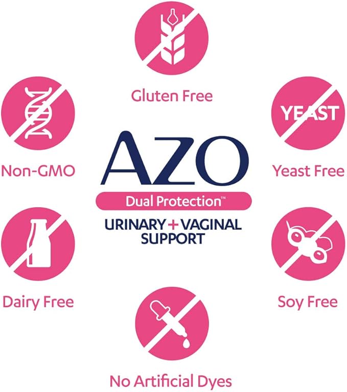 AZO Dual Protection, Urinary + Vaginal Support, Prebiotics and Probiotics for Women*, Starts Working Within 24 Hours, Non-GMO, 30 Count-SeraviaPure