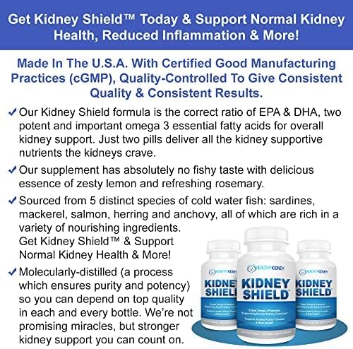 Kidney Shield 120 Caps Kidney Supplement to Support Normal Kidney Function and Support Kidney Health for Kidney Cleanse Omega 3 - (3 Pack)-SeraviaPure