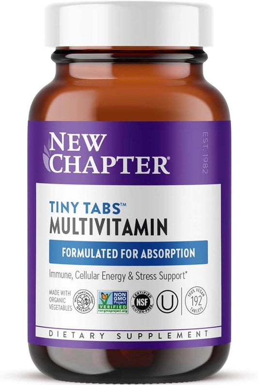 New Chapter Tiny Tabs Multivitamin with 20+ Nutrients for Immune, Cellular Energy & Stress Support, Including Vitamin D3 + B Vitamins, 192 Count-SeraviaPure