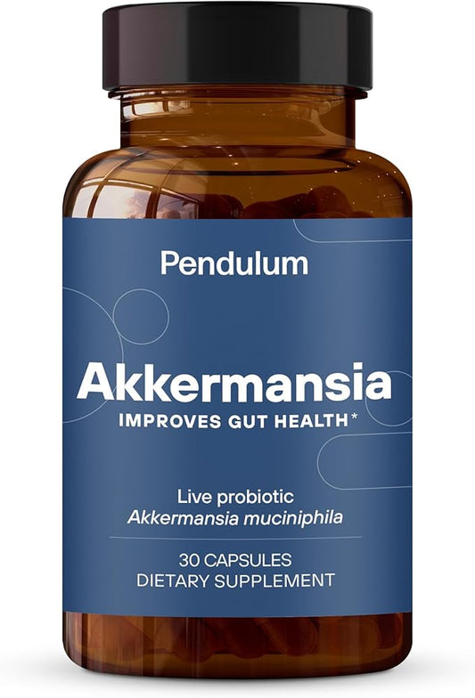 Pendulum Akkermansia Probiotic with Prebiotic Fiber - Increases GLP-1 Production, Delayed Release, Third-Party Tested, 100M AFU Live Strain for Gut Health for Men & Women (30 Capsules, 1-Pack)-SeraviaPure