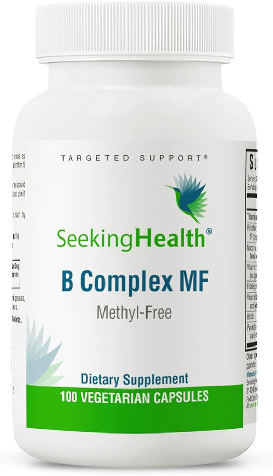 Seeking Health B Complex MF, Methyl-Free Forms of Folate and Vitamin B12, Healthy Energy, Immune System, Mood, and Memory Support, Vegan and Vegetarian (100 Capsules)*-SeraviaPure