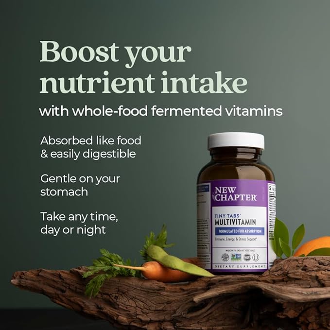 New Chapter Tiny Tabs Multivitamin with 20+ Nutrients for Immune, Cellular Energy & Stress Support, Including Vitamin D3 + B Vitamins, 192 Count-SeraviaPure